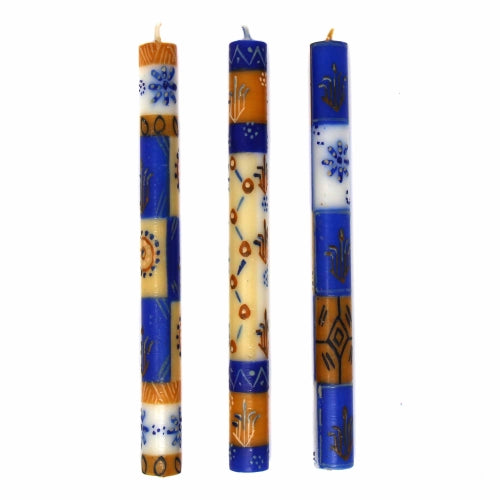 Tall Hand Painted Candles - Three in Box - Durra Design - Nobunto